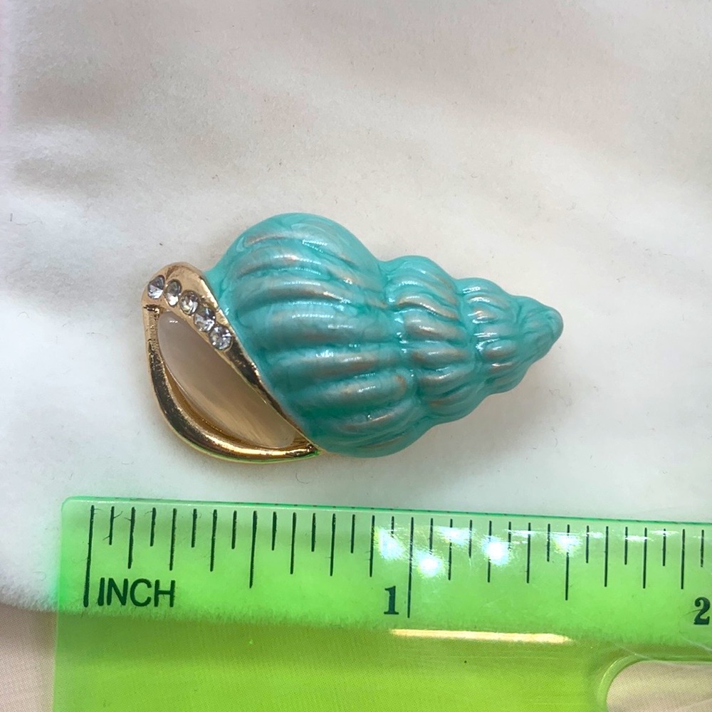 Blue Enamel Shell Brooch - Picture 3 of 3